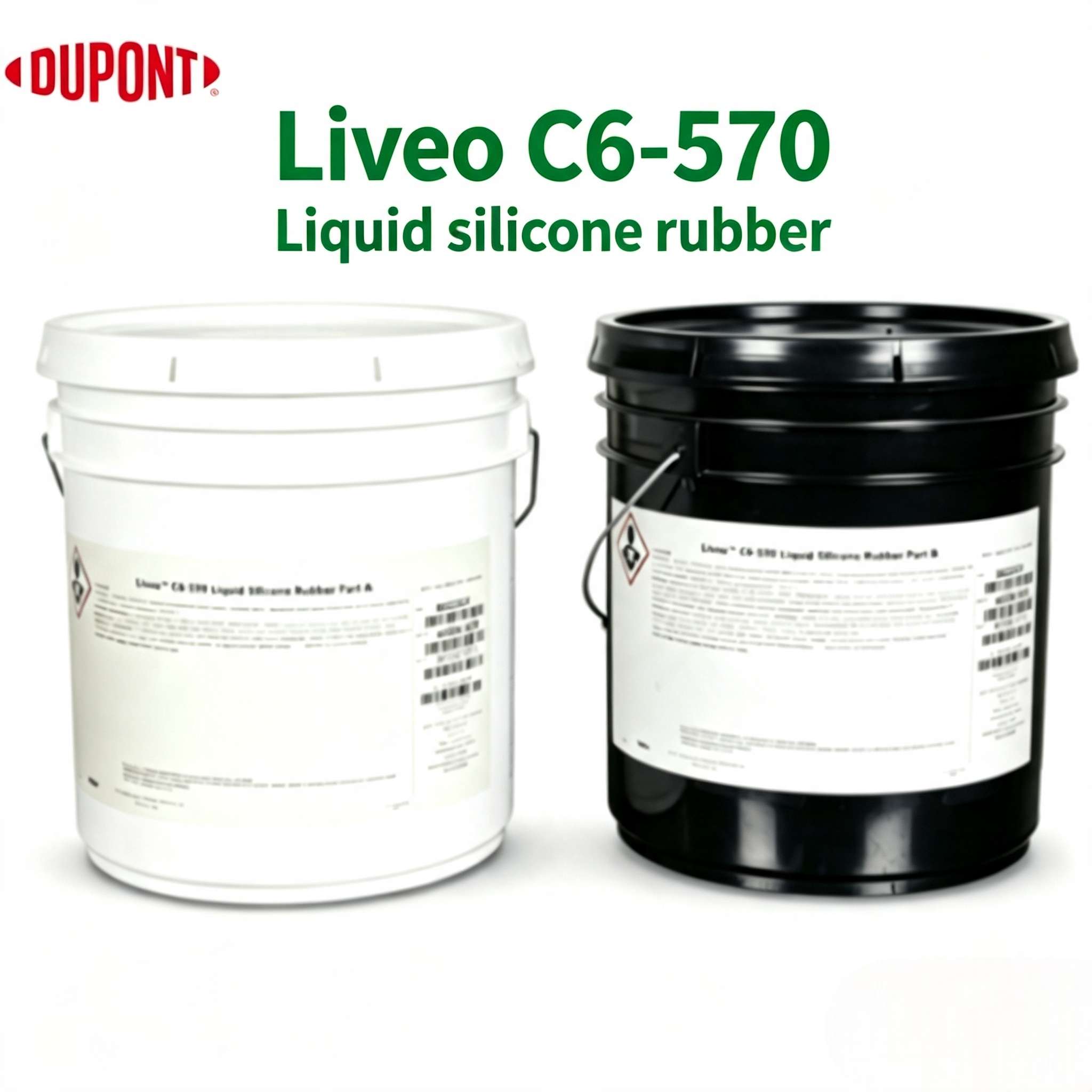 DuPont Liveo C6-570 Liquid Silicone Rubber Class VI Elastomer - Hard Shore A 65 Max Tear Fast Cure Platinum Medical Liquid Silicone Rubber