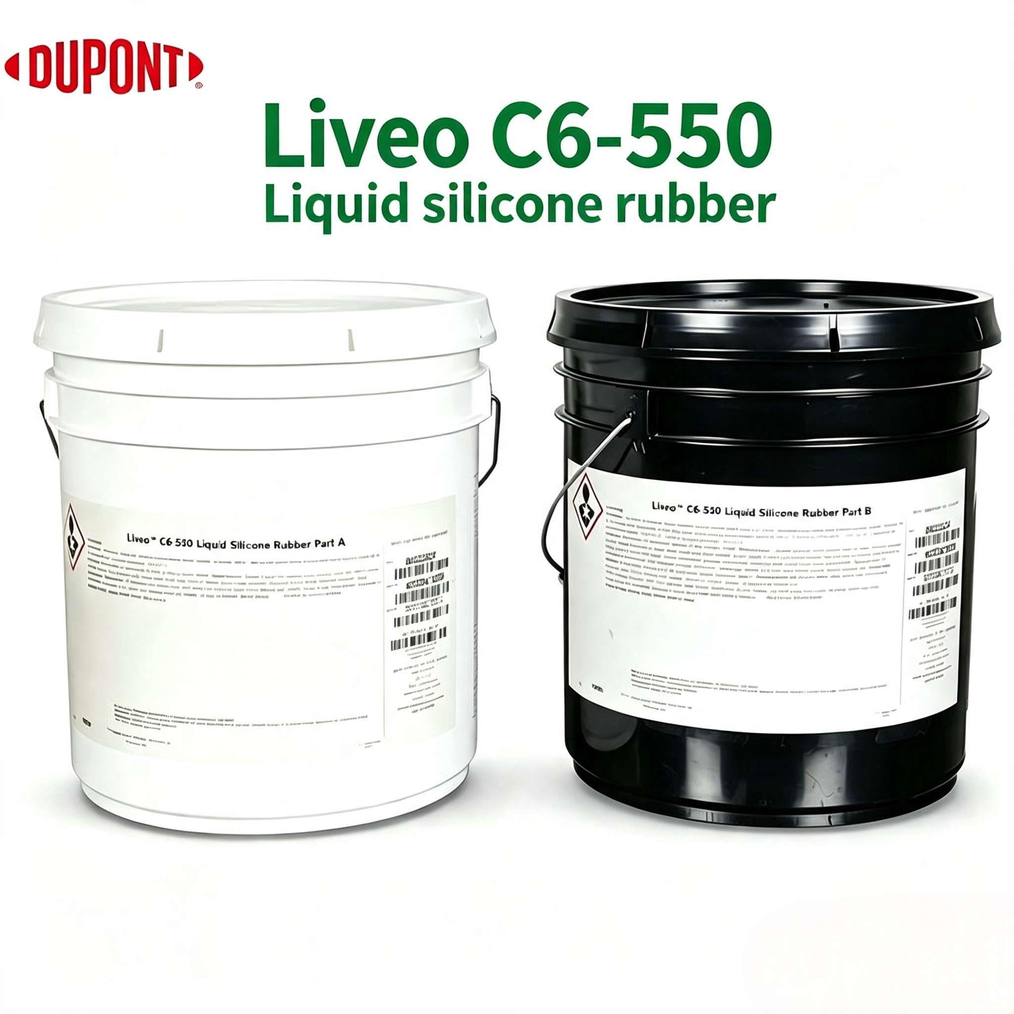 DuPont Liveo C6-550 Liquid Silicone Rubber Class VI Elastomer - Medium Firm Shore A 52 Fast Cure Two Part Platinum Medical Liquid Silicone Rubber